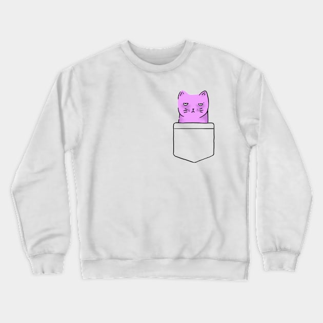 Pocket kitty Crewneck Sweatshirt by Crudecat